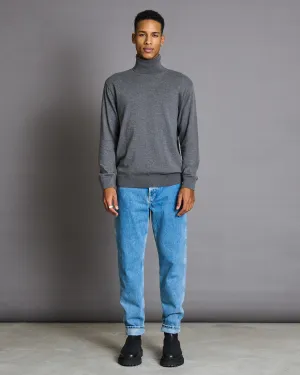 KNIT TURTLENECK THAMES DARK GREY FOR MEN GOTS