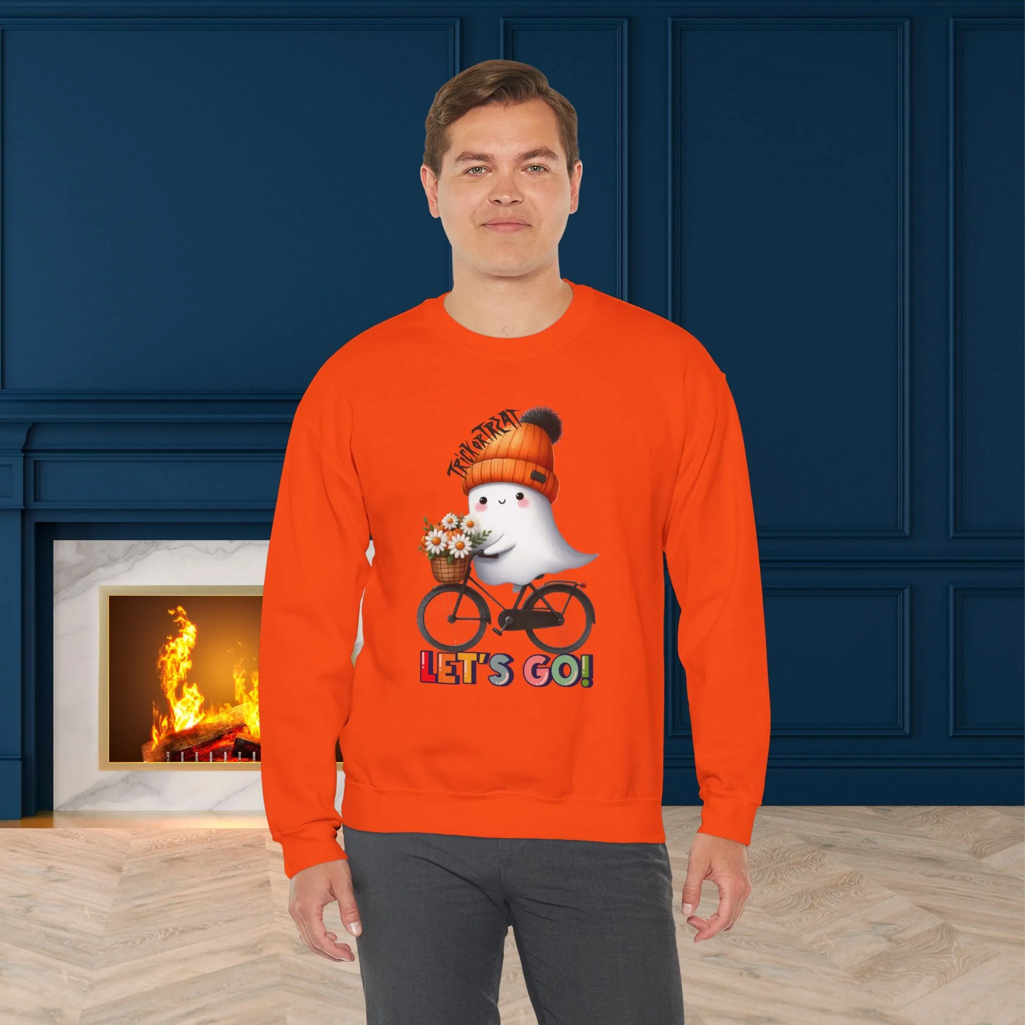 Let's Go Happy Halloween Sweatshirt, Happy Halloween Sweatshirt - Unisex Heavy Blend Crewneck, Halloween Sweatshirt, Cute Spooky Ghost sweatshirt.