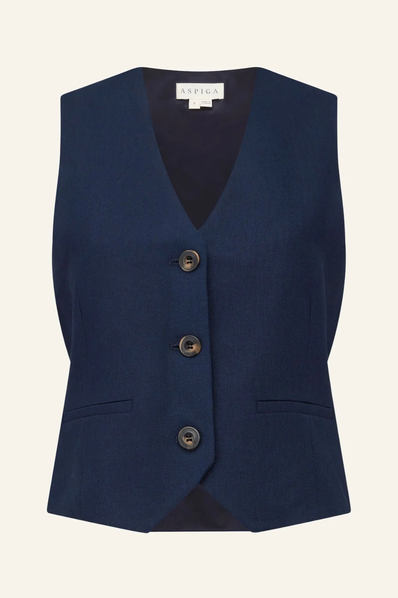 Linen Blend Waistcoat | Navy