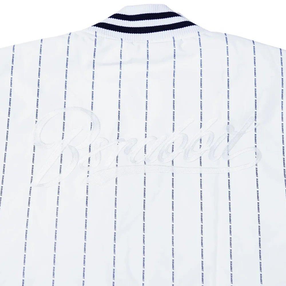 LOGO STRIPE VARSITY JACKET WHITE