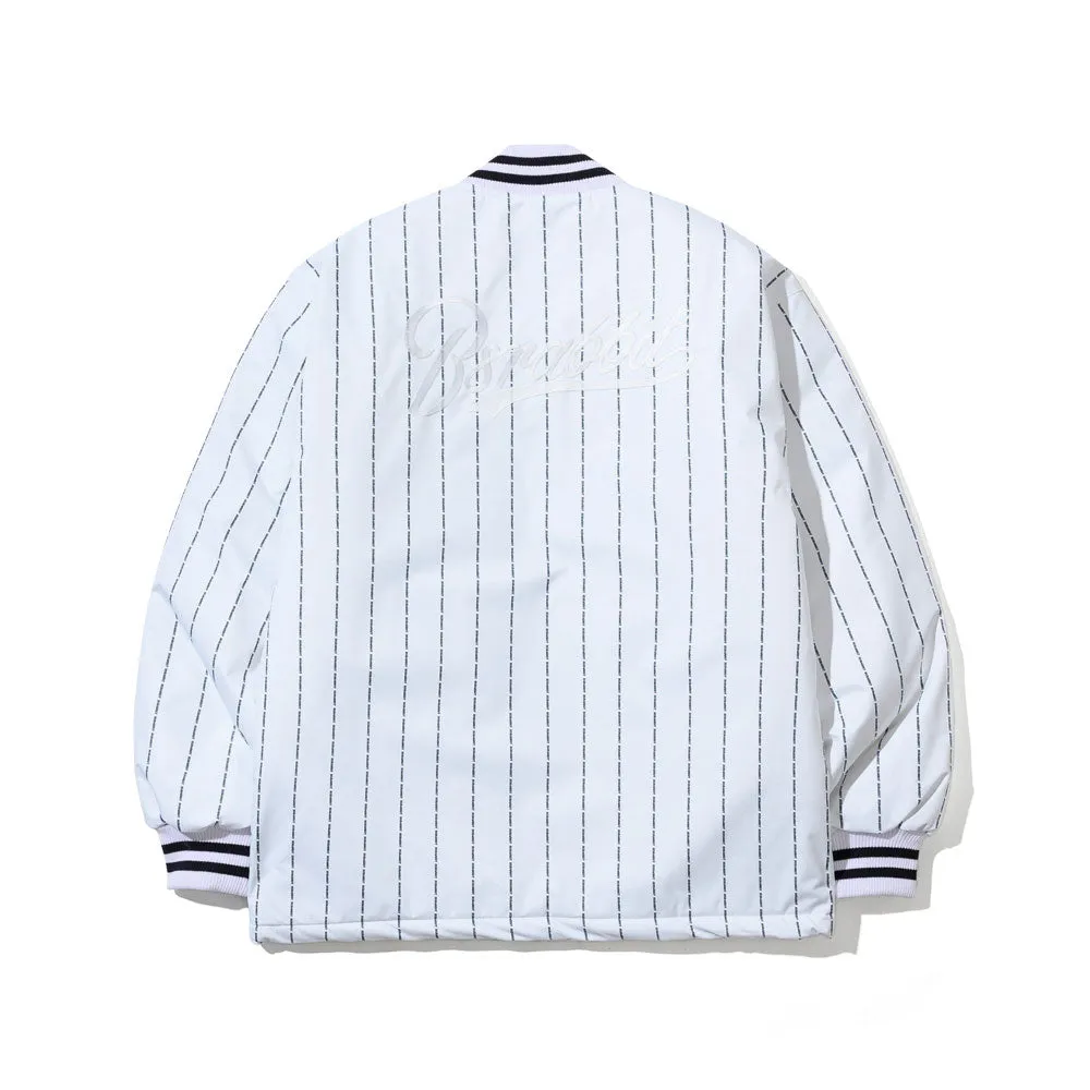 LOGO STRIPE VARSITY JACKET WHITE