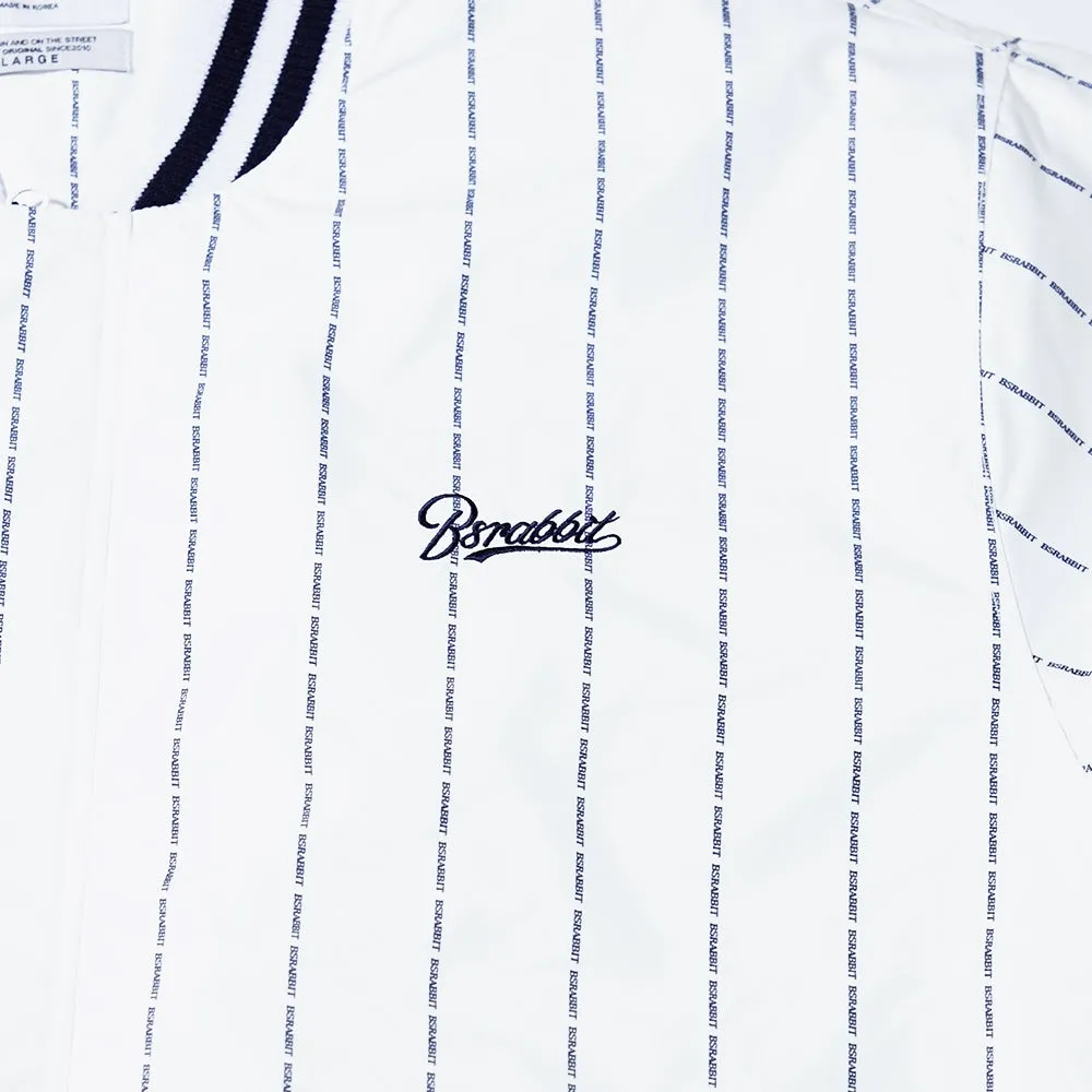 LOGO STRIPE VARSITY JACKET WHITE