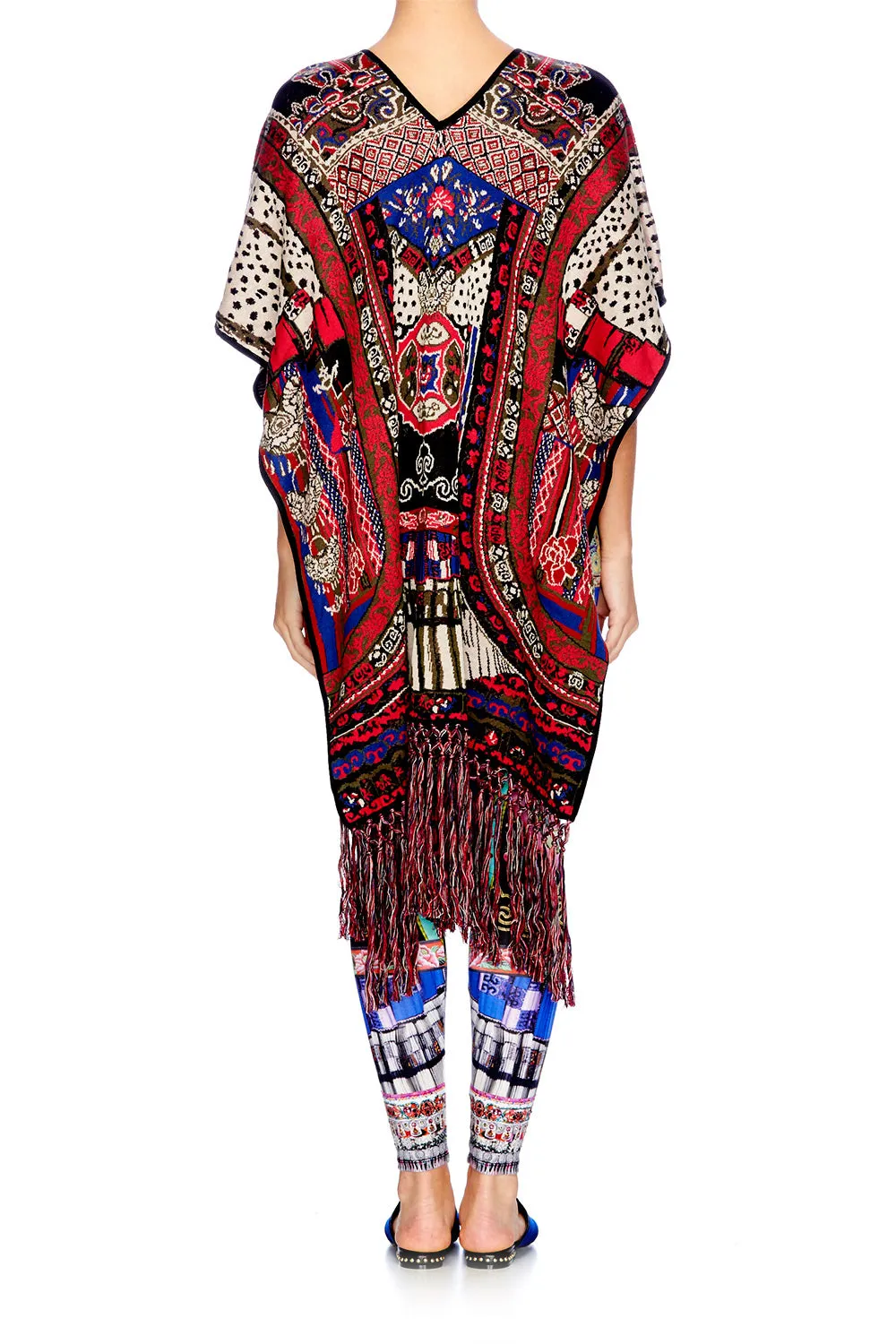 LONG VNECK PONCHO WITH FRINGING ABOUT A GIRL