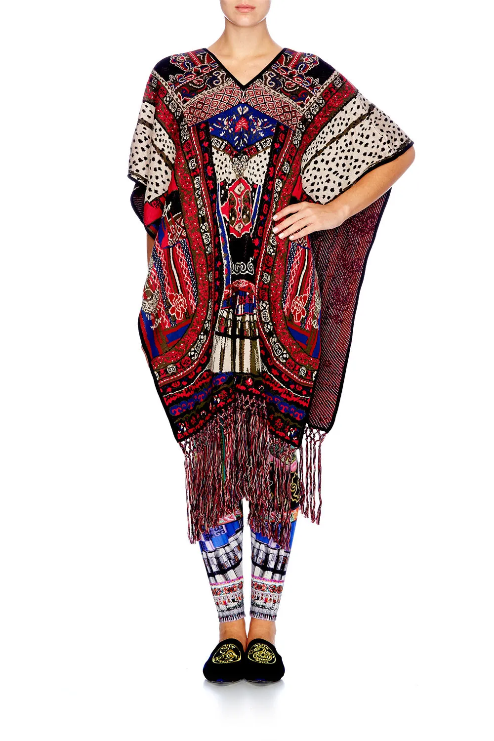 LONG VNECK PONCHO WITH FRINGING ABOUT A GIRL