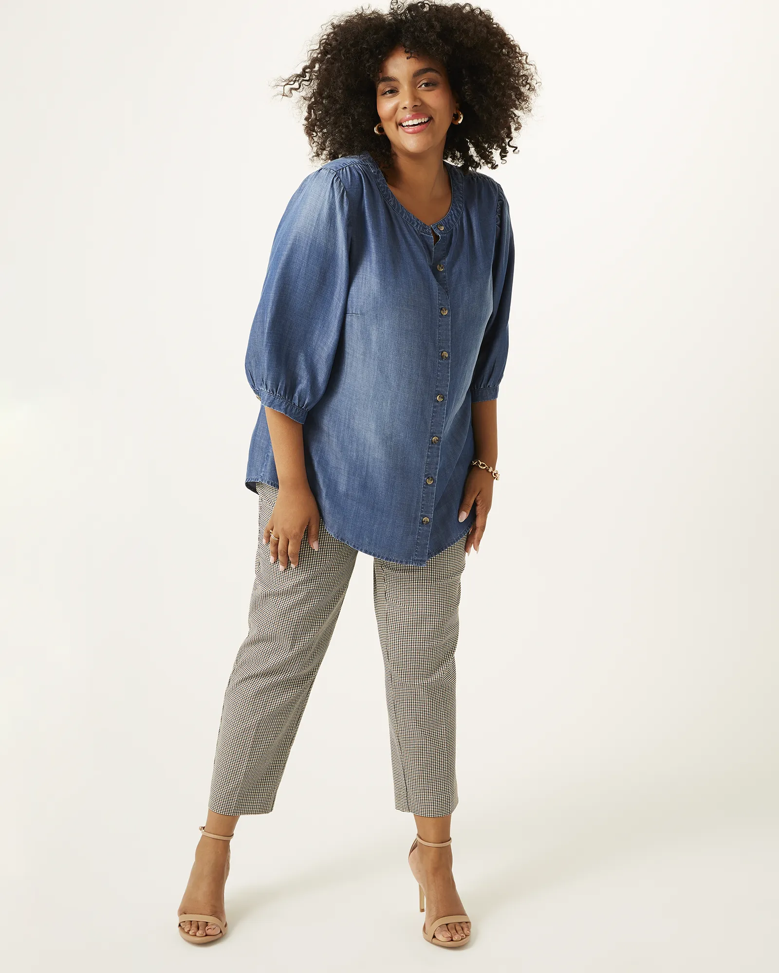 Nancy Button-Down Top | Light Blue