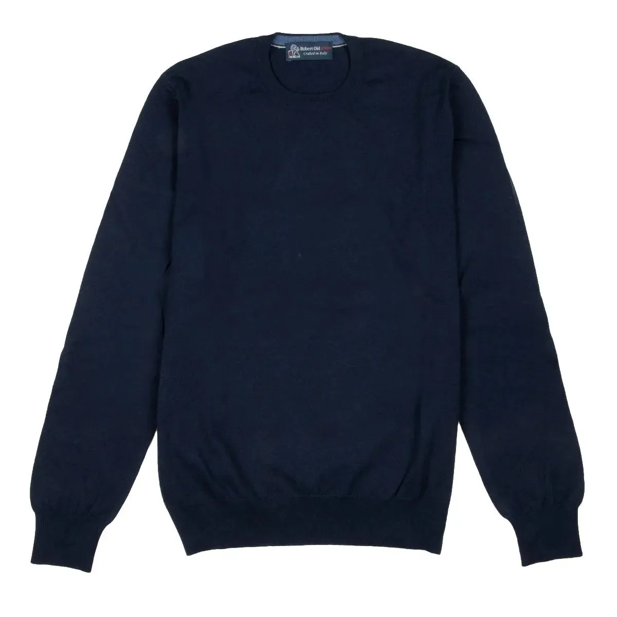 Navy Cashmere & Cotton Crewneck