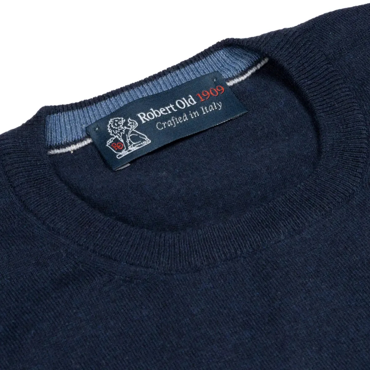 Navy Cashmere & Cotton Crewneck