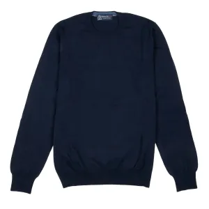 Navy Cashmere & Cotton Crewneck