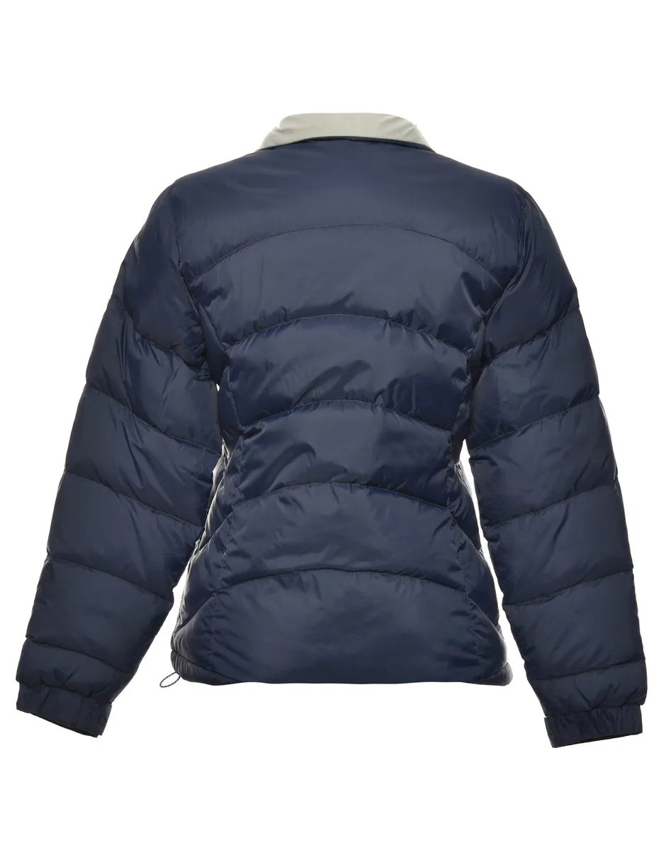 Navy Zip-Front Puffer Jacket - XS