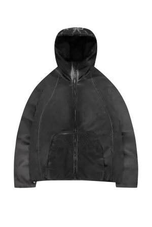 OIL WASHED PUFFER JACKET BLACK