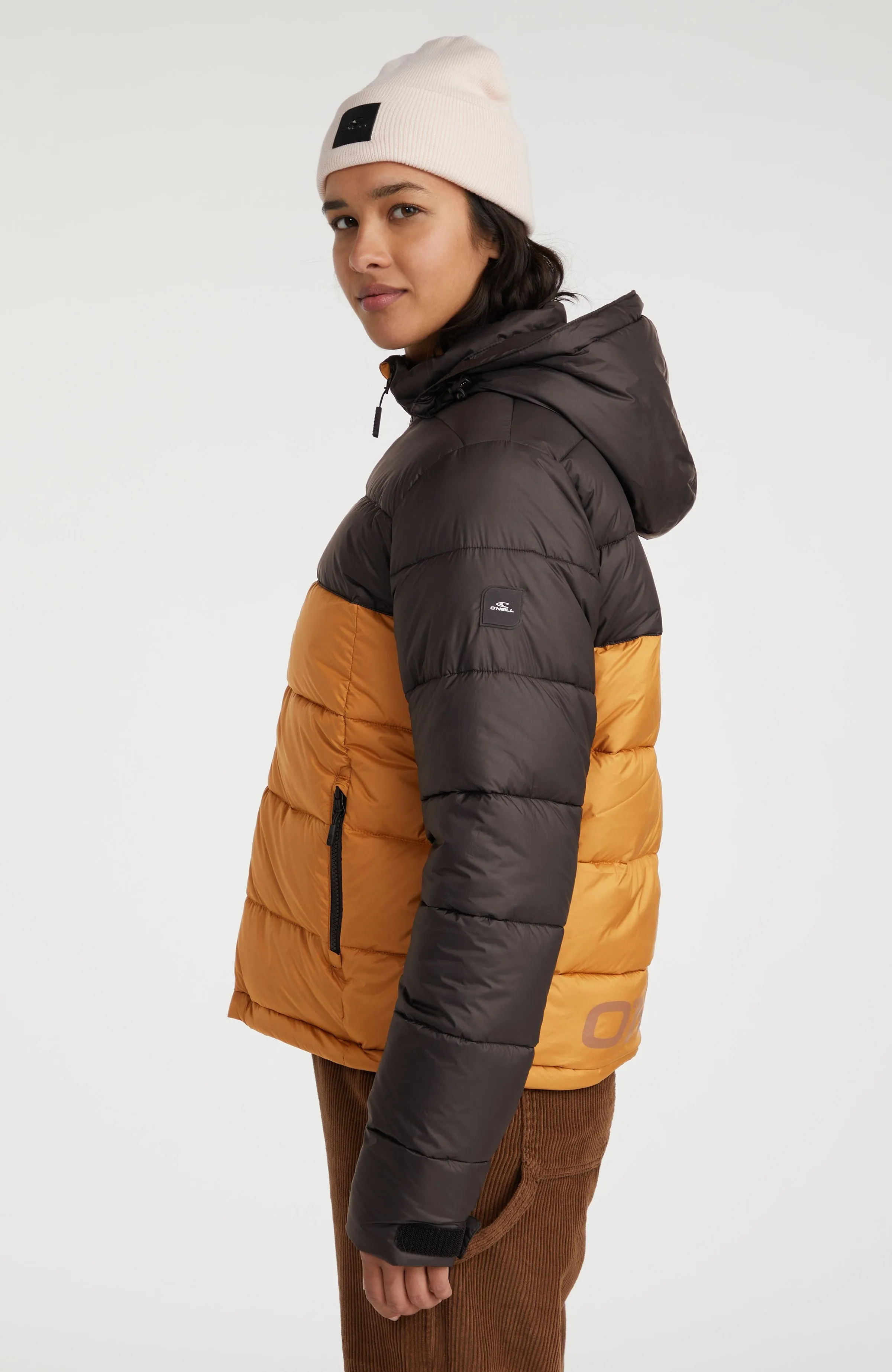 O'Riginals Puffer Jacket | Rich Caramel Colour block