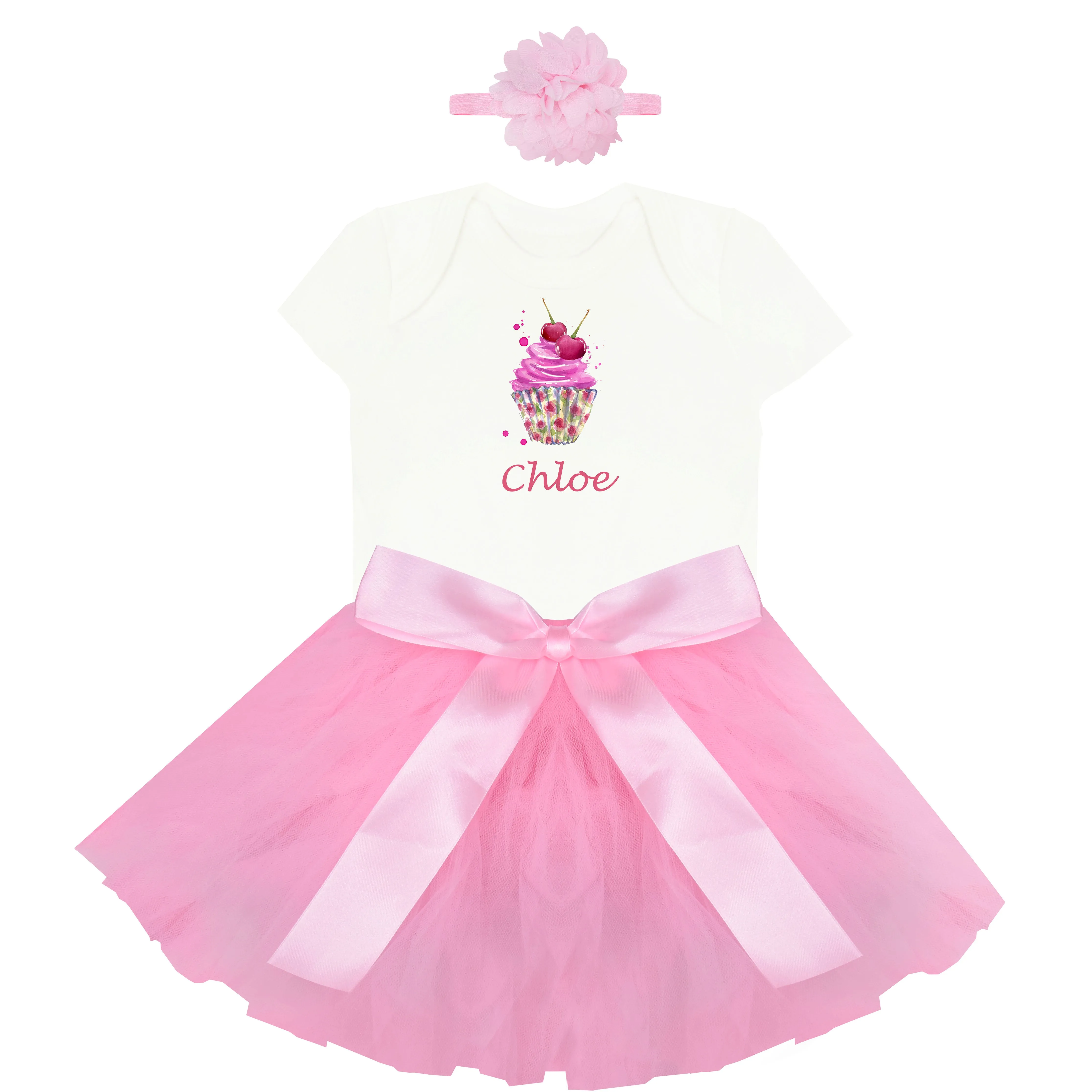 Personalised Red Baby Tutu Set-Cupcake