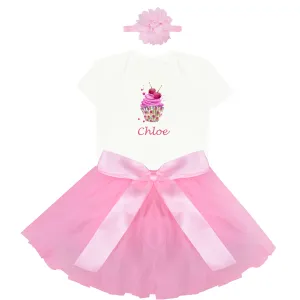 Personalised Red Baby Tutu Set-Cupcake
