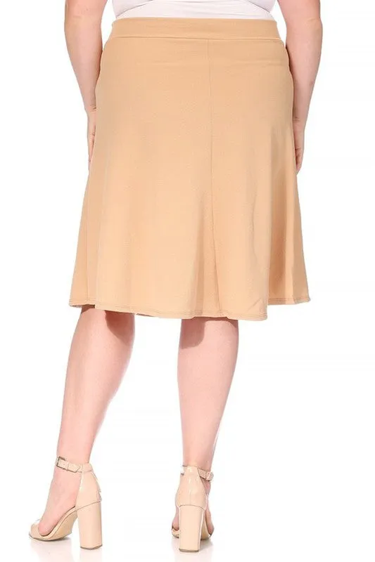 Plus size Solid A-line Knee Length Skirt