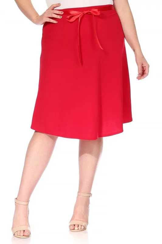 Plus size Solid A-line Knee Length Skirt