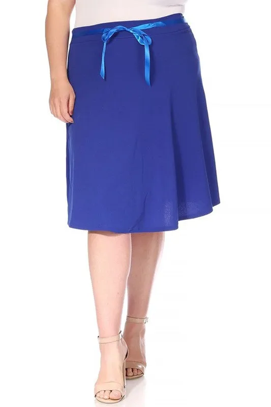 Plus size Solid A-line Knee Length Skirt