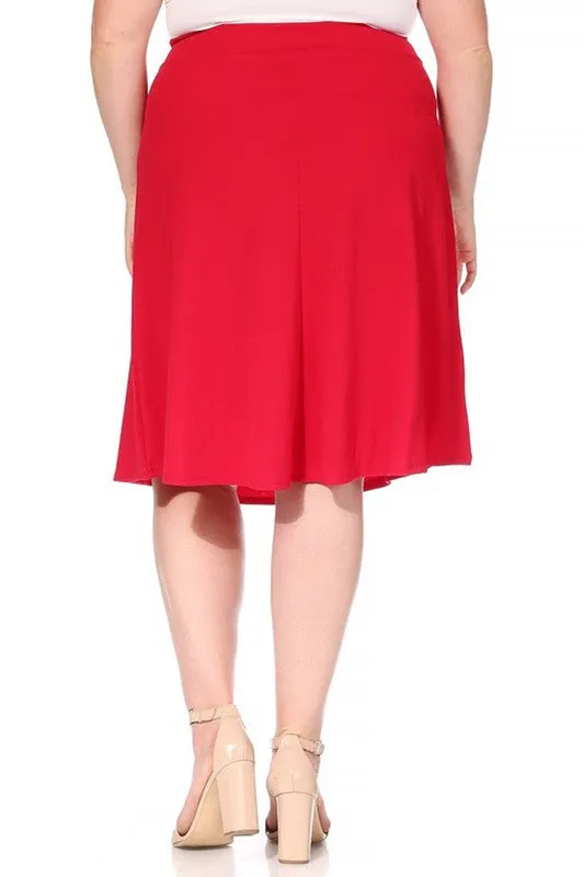 Plus size Solid A-line Knee Length Skirt