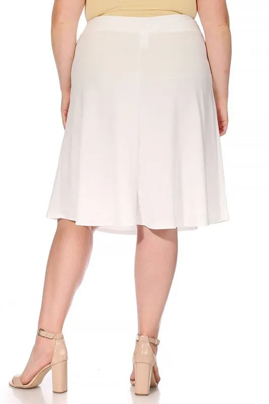 Plus size Solid A-line Knee Length Skirt