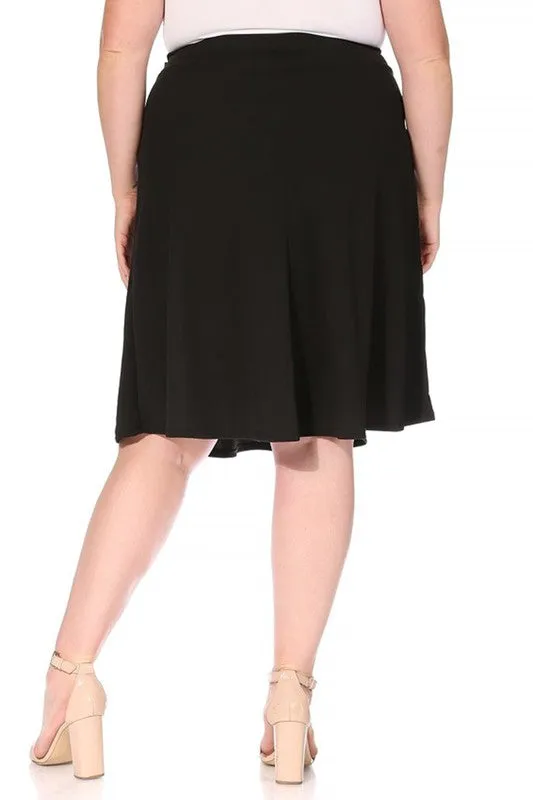 Plus size Solid A-line Knee Length Skirt
