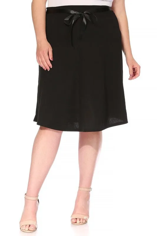 Plus size Solid A-line Knee Length Skirt