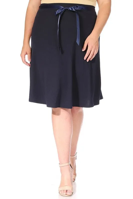 Plus size Solid A-line Knee Length Skirt