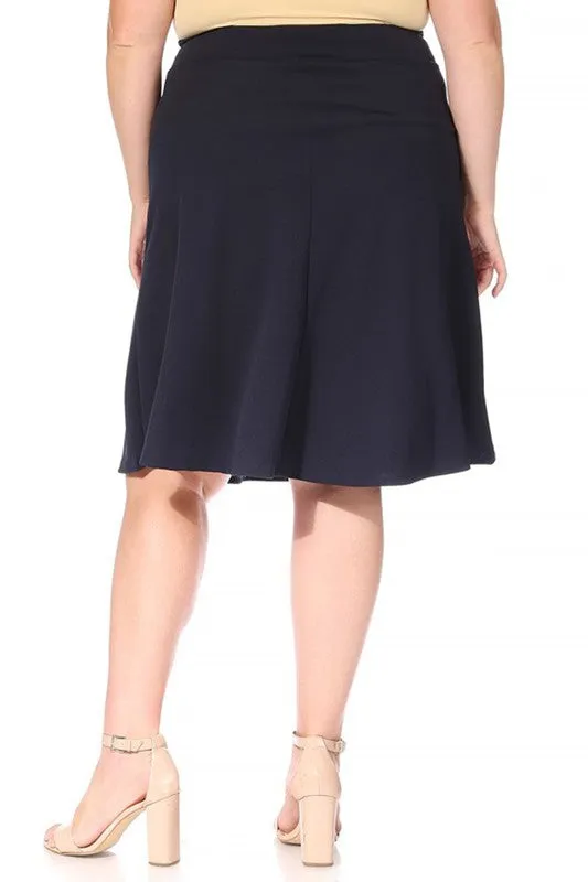 Plus size Solid A-line Knee Length Skirt