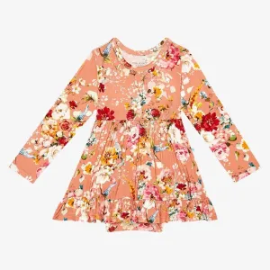 Posh Peanut Celia Long Sleeve Ruffled Bodysuit Dress