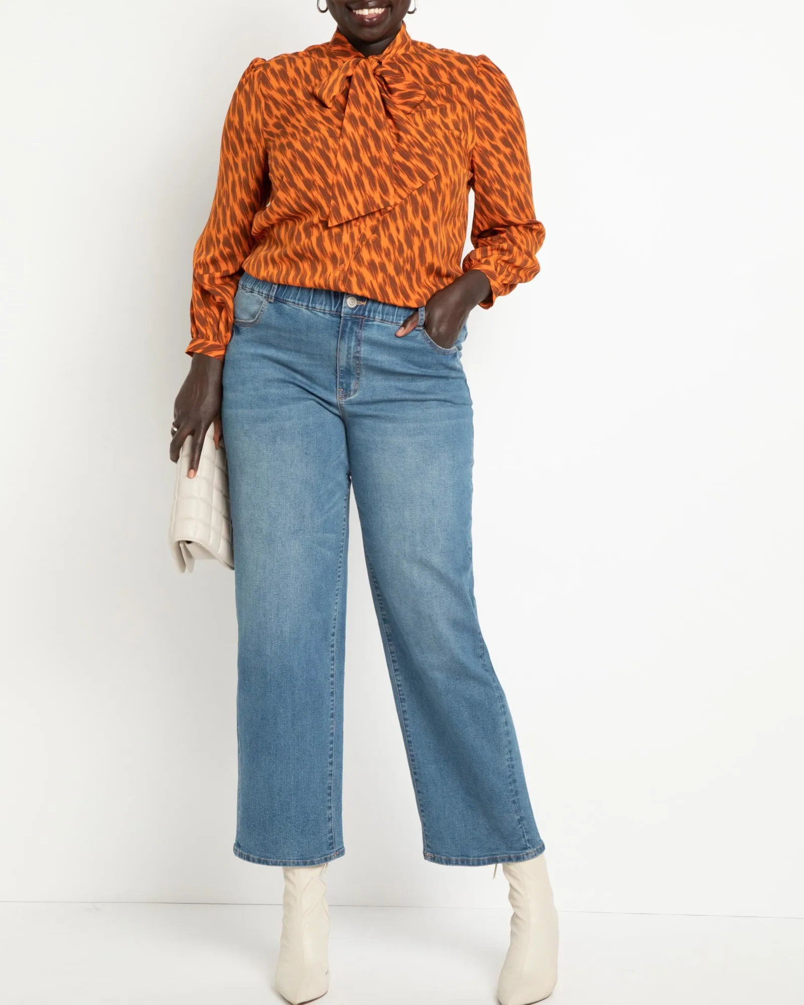 Reina Tie Neck Blouse | New Natural