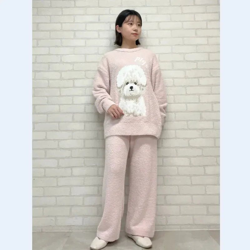 Round Neck Thick Pajama Set for Winter