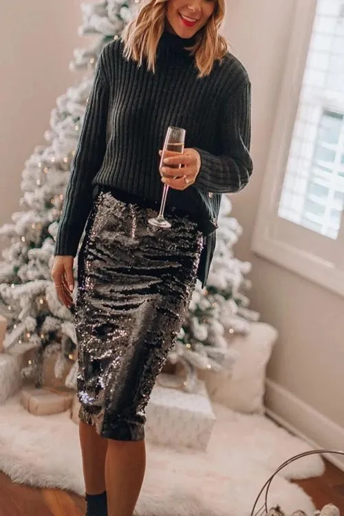 Sequin Pencil Skirt