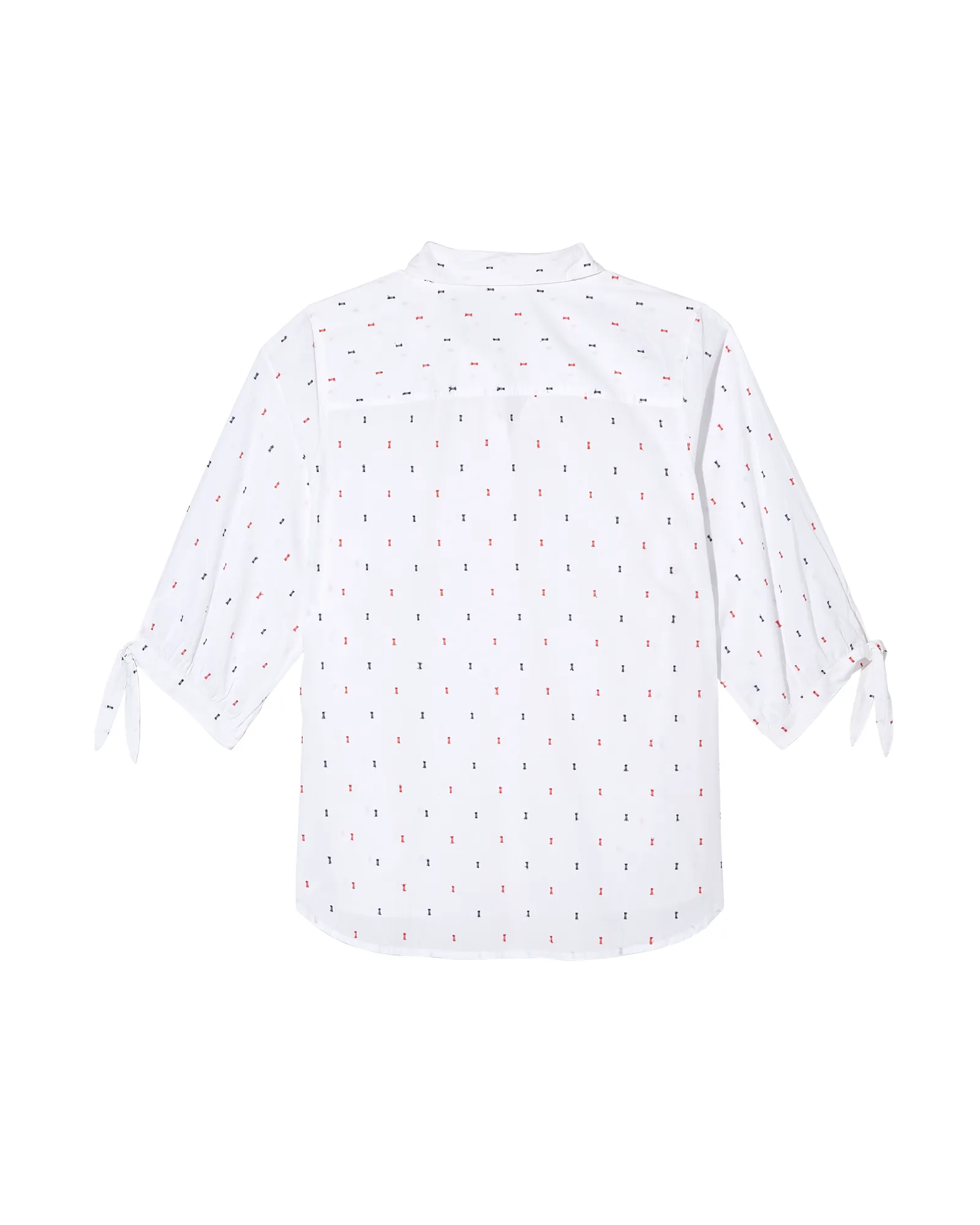 Sloane Knotted Sleeve Blouse | White / Red