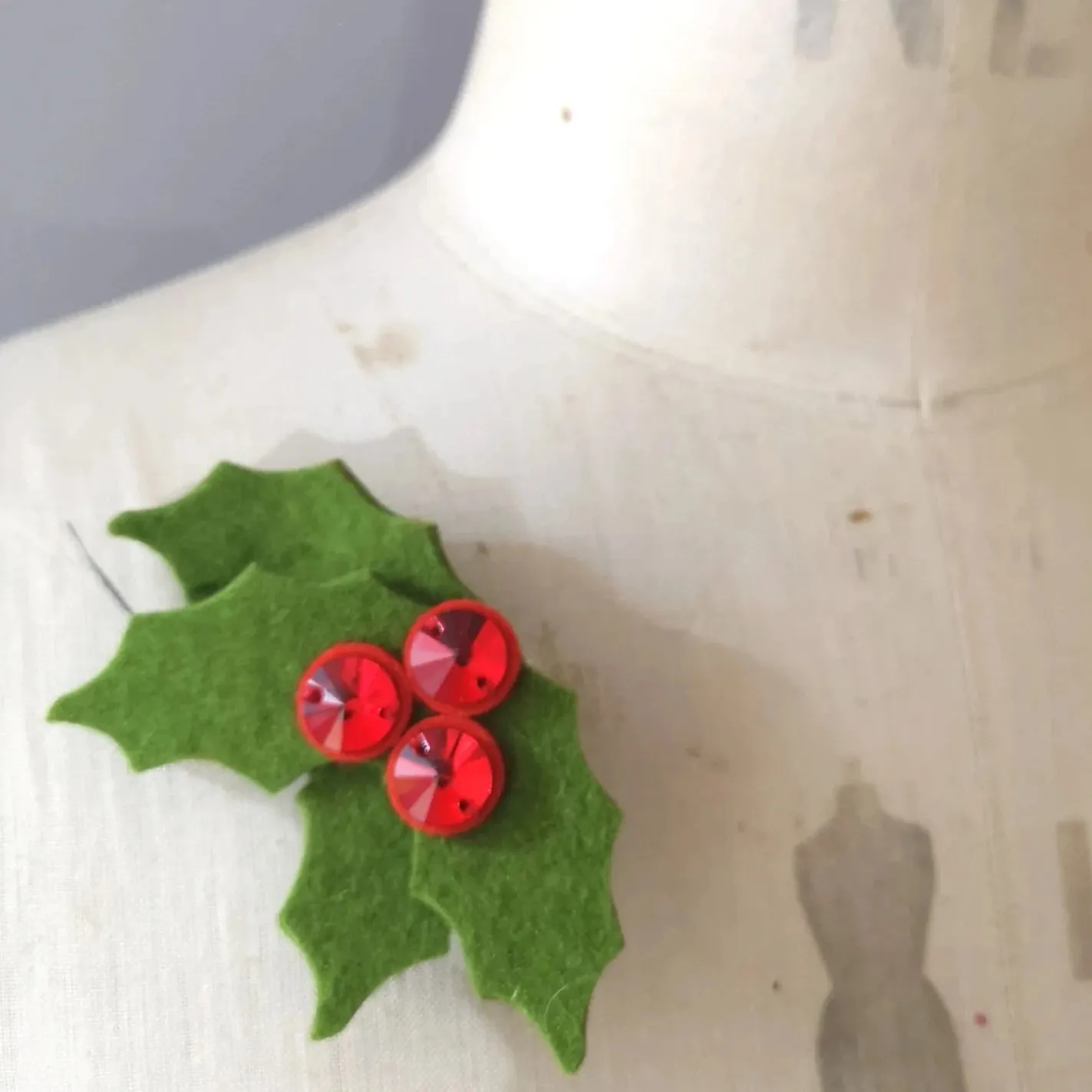 Sparkly Holly Brooch