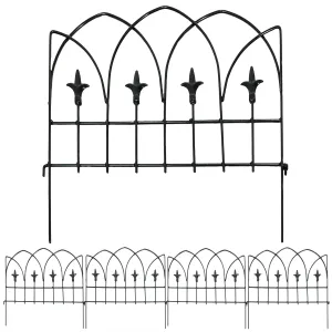 Sunnydaze 5-Piece Bayonne Steel Garden Fence Panels - 8' Overall