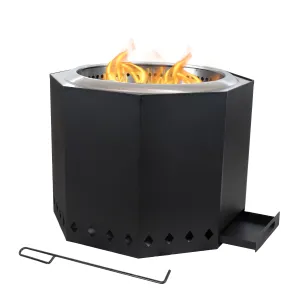 Sunnydaze Octagon Wood-Burning Stainless Steel Smokeless Fire Pit - 21.5"