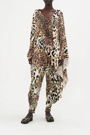 V NECK HANDKERCHIEF PRINT PONCHO ROLE CALL