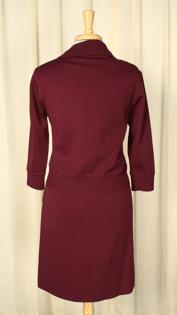 Vintage 1950s Deep Red Wool Knit Set