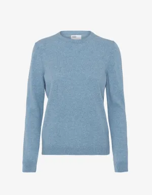 Women Light Merino Wool Crew - Stone Blue